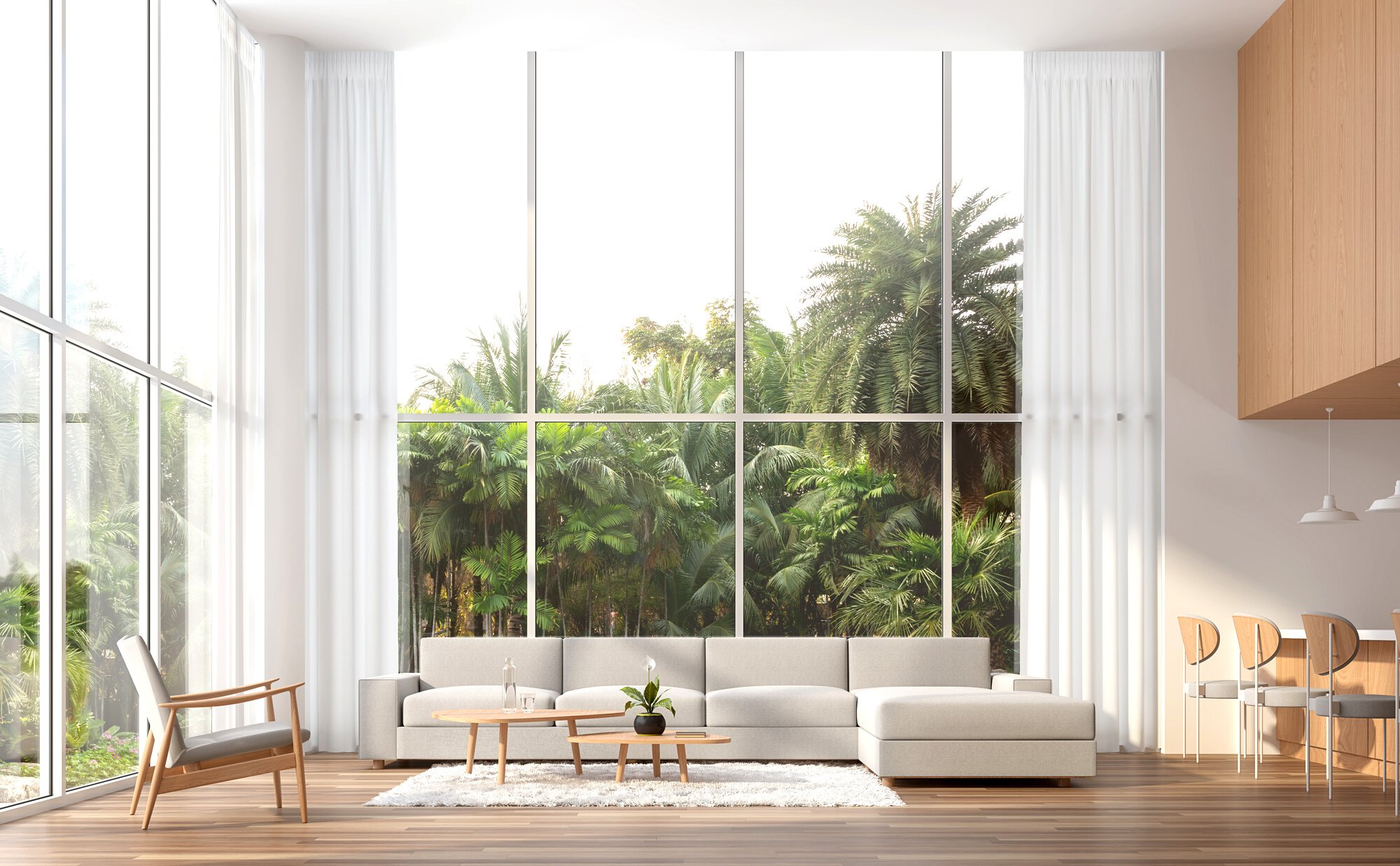 Modern House Interior with Nature View